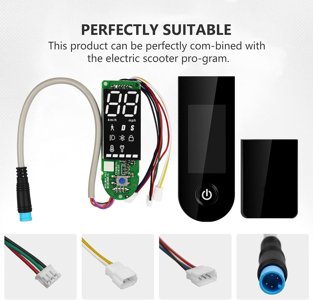 Scooter Dashboard Bluetooth V2.0 with 3 Connection Cables, Dashboard PCB + Cover, Compatible with Xiaomi M365Pro Pro2 - ShopVlot