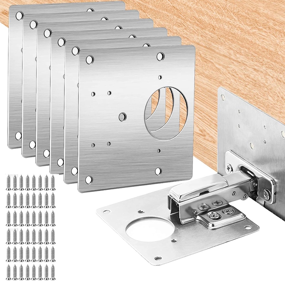 Cabinet Hinges Repair Plate Brackets, Stainless Steel Flat Fixing Brackets, Concealed Hinges, Repair Kit, Suitable for - ShopVlot
