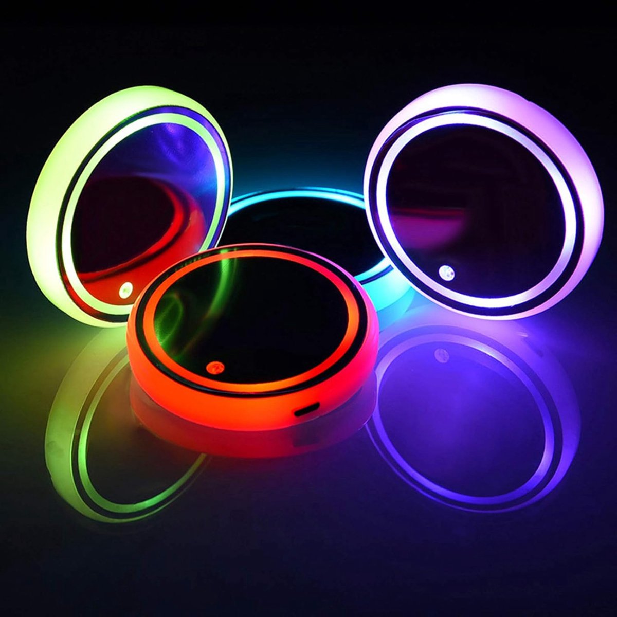 Car Cup Holder, LED Light Mat Universal Color Changing Beverage Coaster Car Interior Mood Light - ShopVlot
