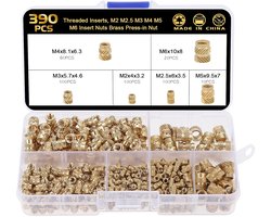 SHEENO 390PCS Female Thread Knurled Nuts, Threaded Inserts, M2 M2.5 M3 M4 M5 M6 Insert Nuts Brass Threaded Bushings - ShopVlot