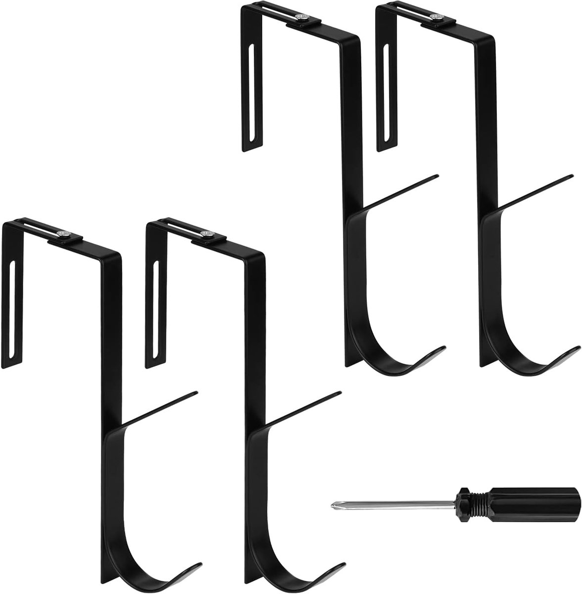 SnelShoppen - 4 Stuks Metalen Verstelbare Dubbele Kast Haken met Kruiskopschroevendraaier - Universele Wandhangers voor Paneel van 3.5 x 9cm Dikte (Zw