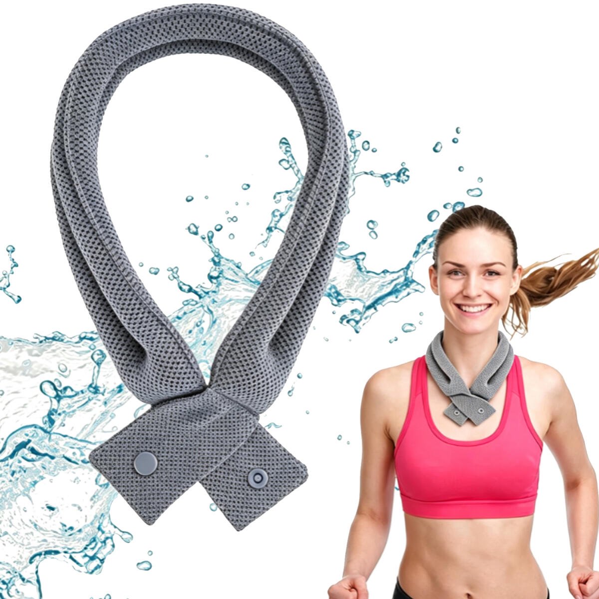 Verkoelende nekband/hoofdband - Verkoelende Nekband Geschikt Voor Dames & Here - Koelsjaal - Herbruikbaar & Wasbaar - Opvliegers - Koelring Geschikt Voor de nek - Koelband Geschikt Voor Nek bij Hitte - IJsring Geschikt Voor de nek - grijs