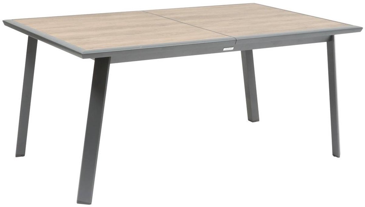 Uitschuifbare tuintafel voor 10 personen van aluminium en glas met houtlook PAVANE