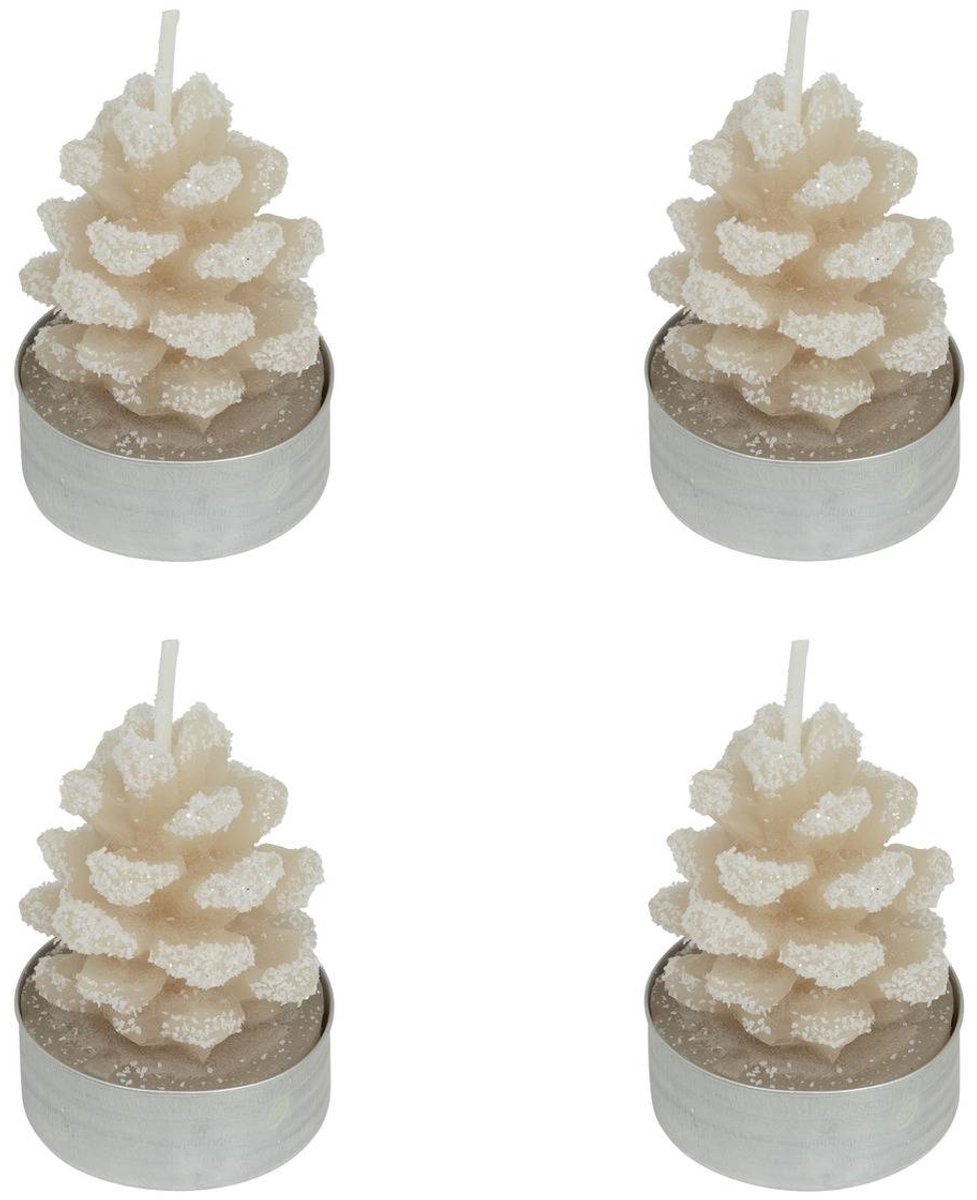 Set van 4 theelichtjes 100 g besneeuwde broodappel
