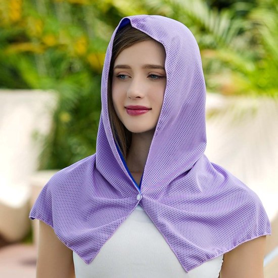 Cooling Hoodie Handdoek - Zonwerende Nekhoes - Directe Koeling - Geïntegreerde Capuchon - 61 x 40 cm - Paars — afbeelding 5