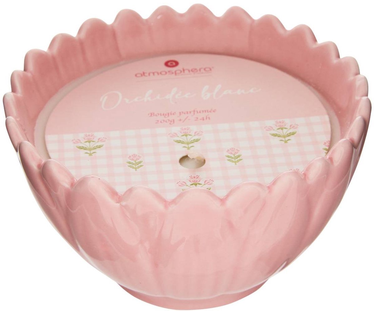 Geurkaars met 2 lonten in keramische pot FLEUR DE ROSE