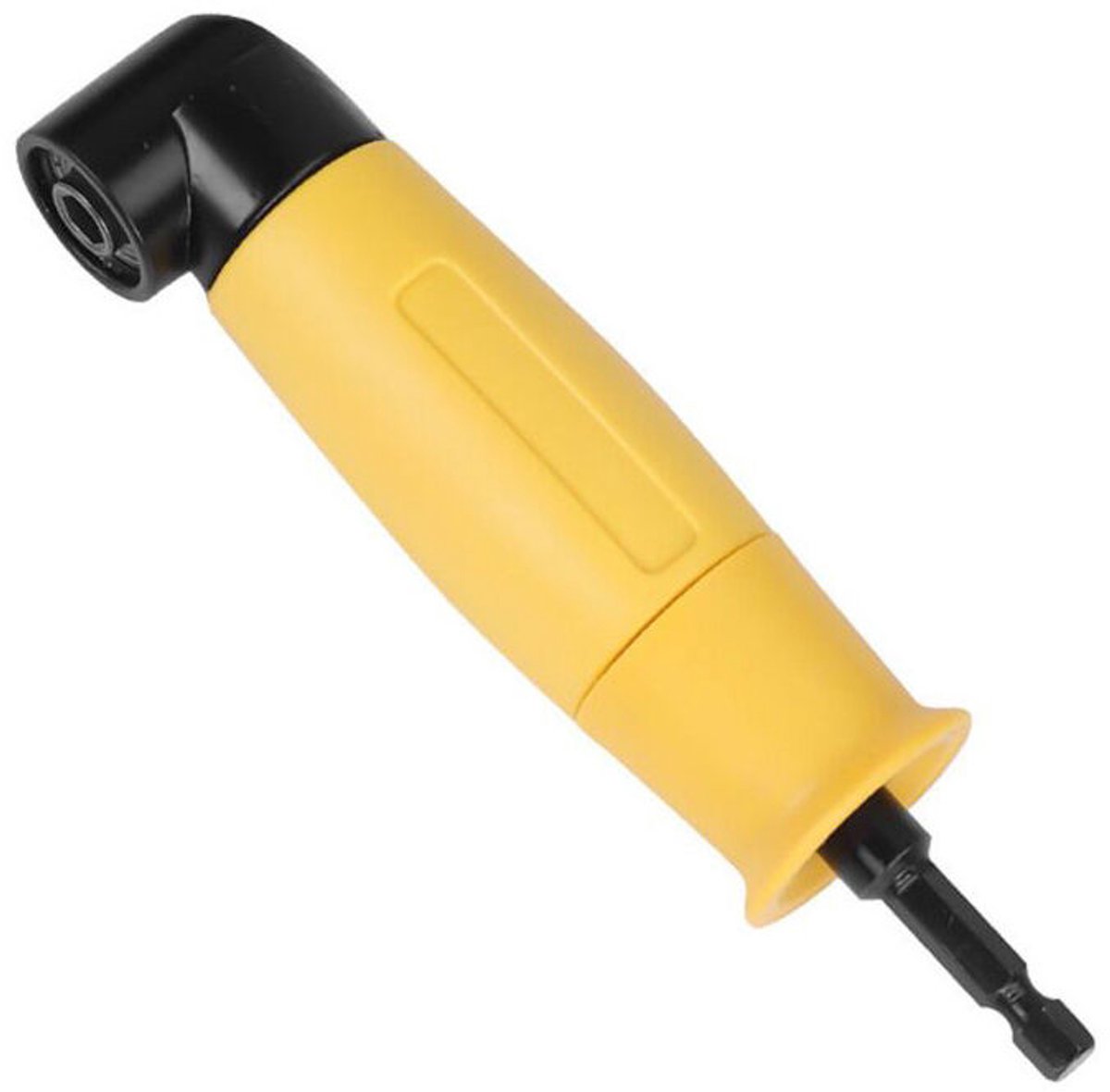 90 graden haakse booradapter, gele schroevendraaier met 6,35 mm zeskantschacht.