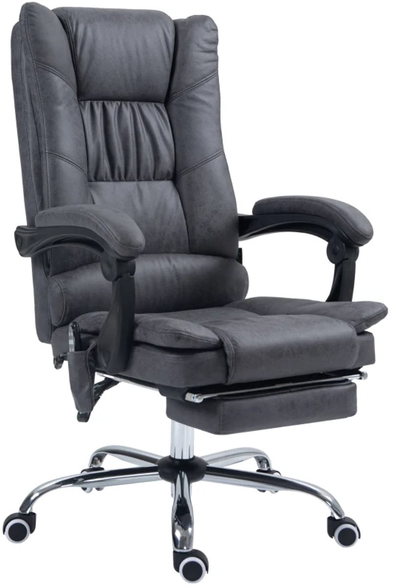 Ergonomische Bureaustoel met Massagefunctie, Verwarmingsfunctie & Voetensteun - Massagestoel - In Hoogte Verstelbaar - Max. kanteling 135° - Kantoorstoel - Gamestoel - Volwassenen Stoel - Directiestoel - Computerstoel - Zwart