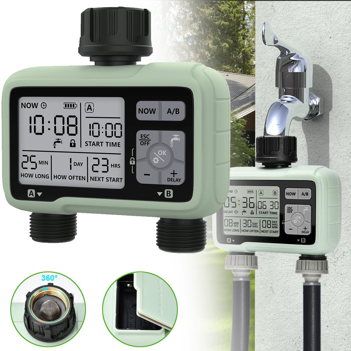 2 Uitgangen Watertimer Irrigatiesysteem - Watersproeier Timer - Automatisch Bewateringssysteem - Tuinbewateringsapparatuur