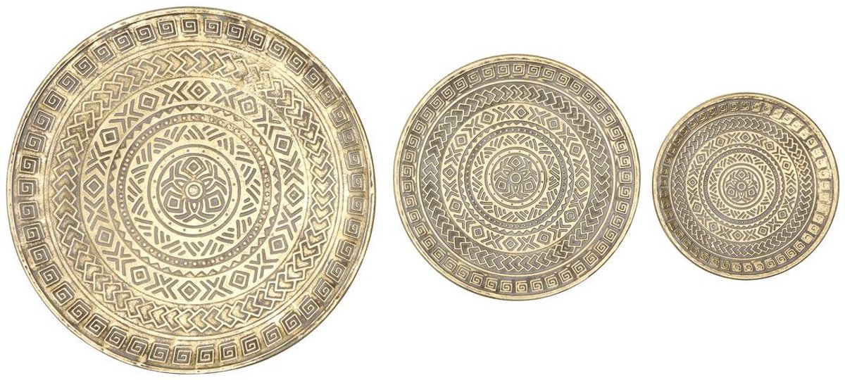 Set van 3 ronde dienbladen van verguld staal SAMIR