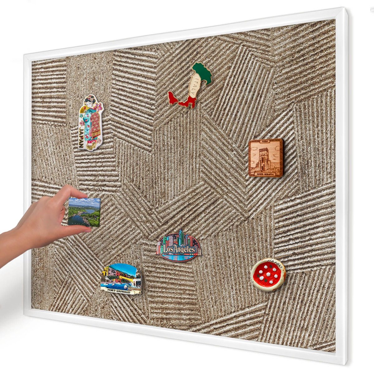 Artprintcave Beige Magneetbord mit Witte Lijst - 80x60 cm - Geometrisch Patroon Magnetisch Bord Voor Magneten - Geometrische Bord Voor Magneten - Achtergronden En Patronen