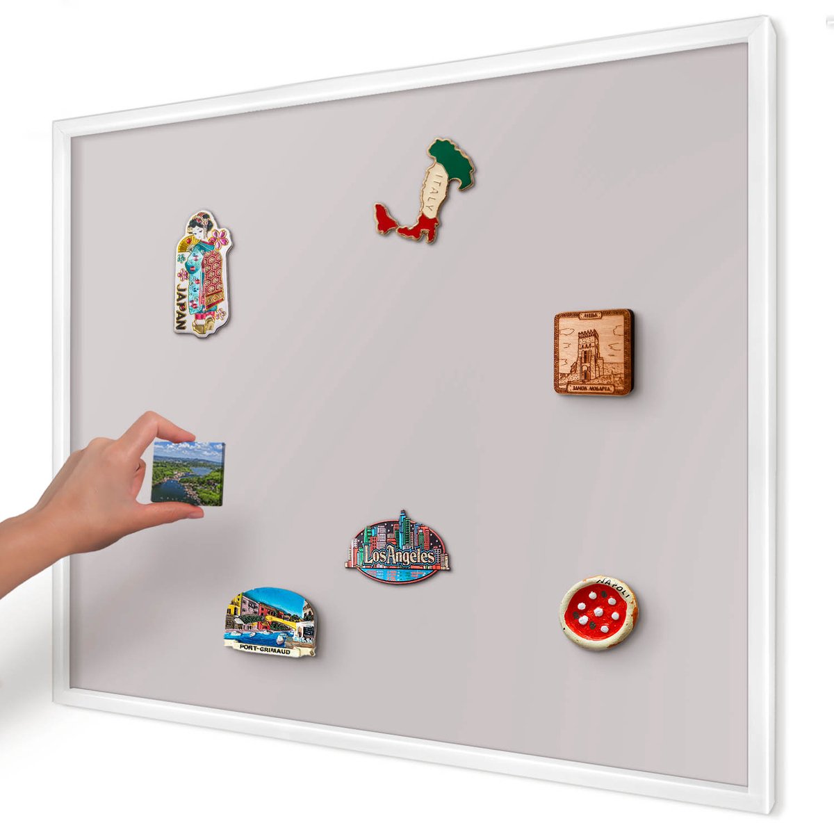 Artprintcave Roze Magneetbord mit Witte Lijst - 80x60 cm - Asgrijs Magnetische Organizer - Minimalist Magneet Bord mit Frame - Achtergronden En Patronen