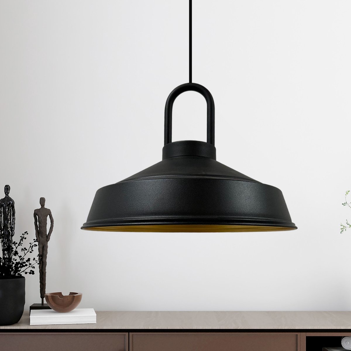 Bamyum Asletl hanglamp, industriële Modern stijl, Ø40 cm, zwart metalen lamp