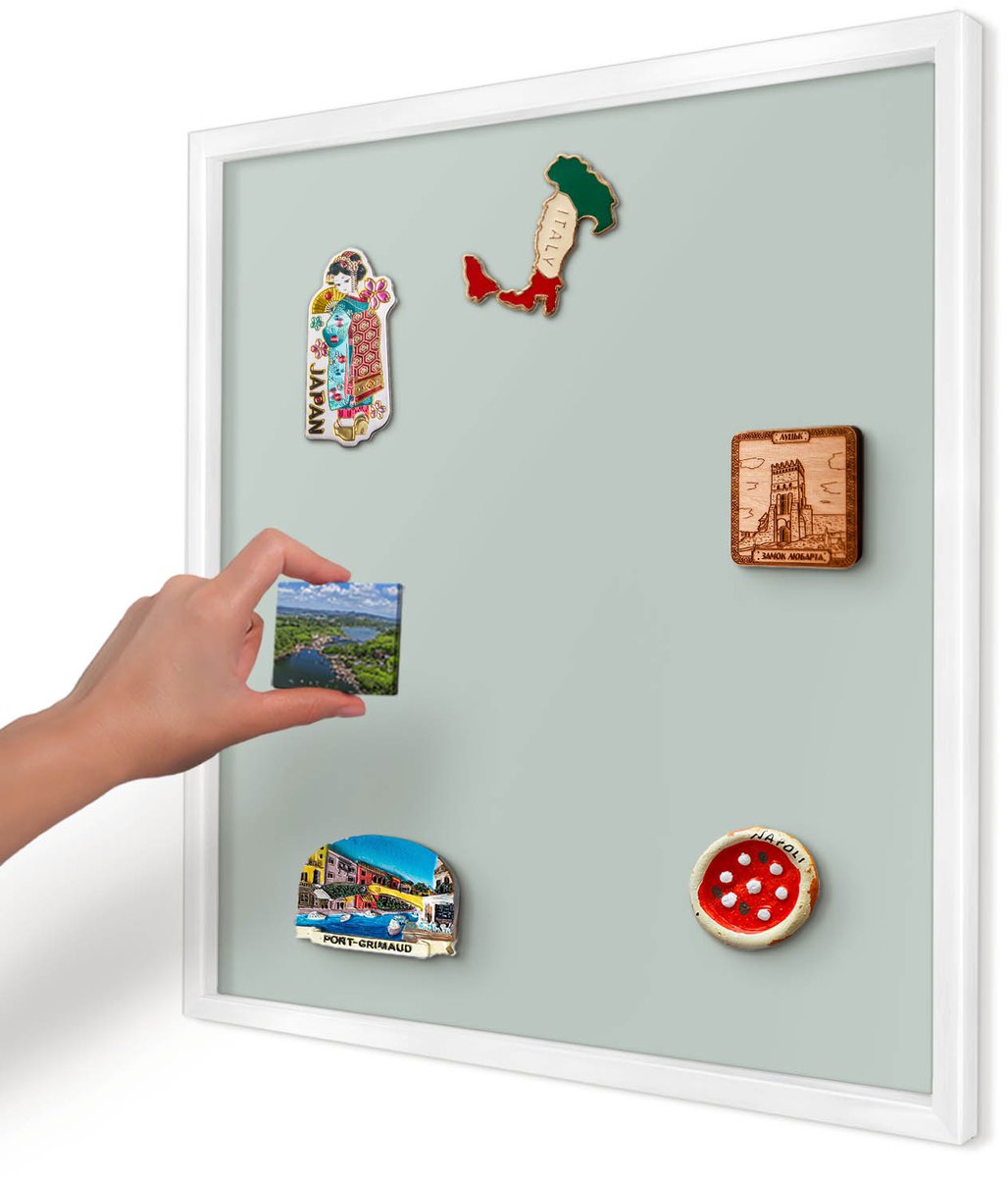 Artprintcave Groente Magneetbord mit Witte Lijst - 50x50 cm - Lichte Munt Magneet Bord mit Frame - Minimalist Magnetisch Bord - Achtergronden En Patronen