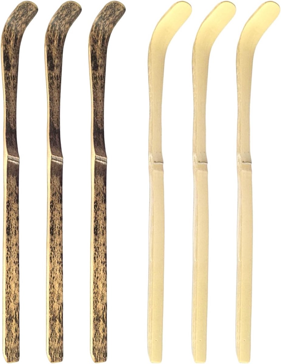 Theelepels 6 Stuks - Houten Matcha Roeren Stokken - Eenvoudige Thee Accessoires - Ideaal voor Koffie en Thee - ShopVlot