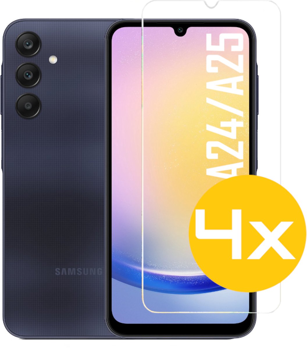 Screenprotector Geschikt Voor Samsung Galaxy A24 / A25 - Glasplaat - Tempered Glass - 4 Stuks