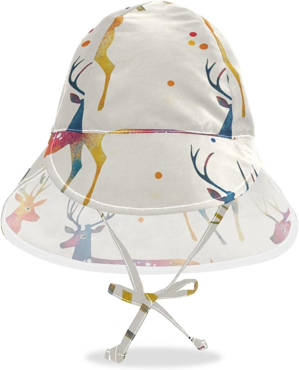 Kinderzonnehoed - Strandhoed Baby - Bescherming tegen zon - UPF 50+ Materiaal - 48-56.9 cm - Herten Safari
