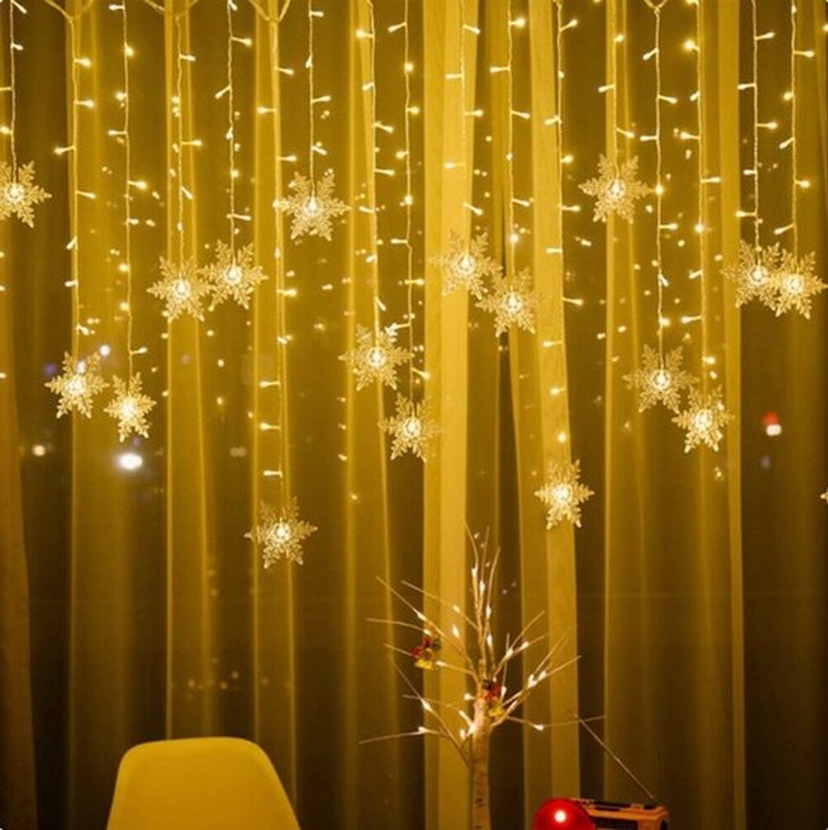 Sneeuwvlok-lichtslinger - kerstlichtsnoeren - Kerstmis Sneeuwvlok-verlichting - Sneeuwvlok LED-verlichting, 3,5 meter, 220V, 8 verlichtingsmodi, waterdicht, kerstverlichtingsslinger, voor tuin, terras, slaapkamer en feestdecoratie