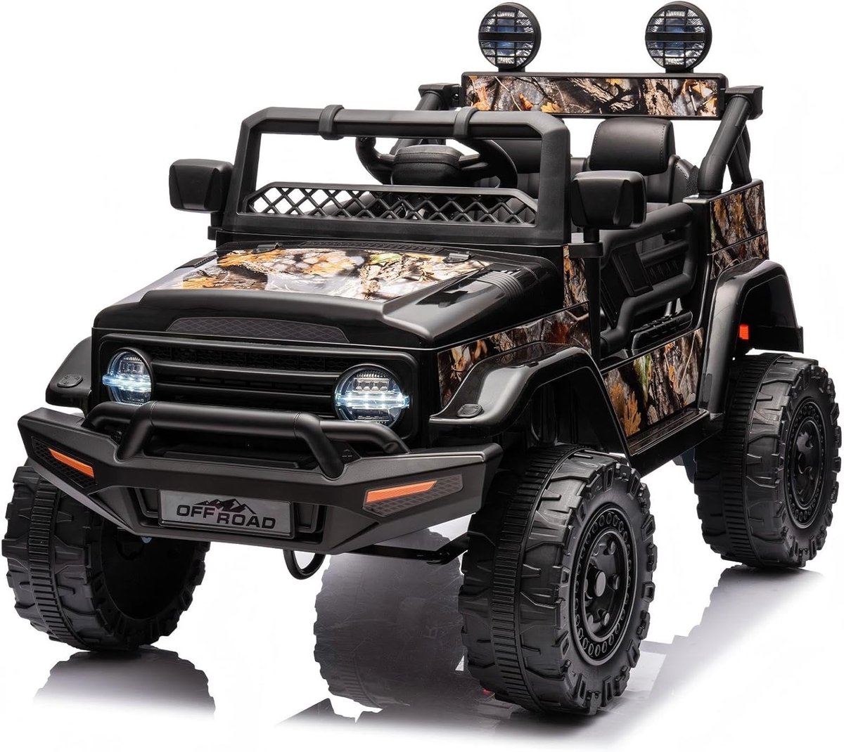 Triumpunpre - Elektrische kinderauto kinderjeep 12V 4,5Ah voertuig - met 4 wielen tot 5 km/h - PP kunststof speelgoedauto voor buiten - Zwart