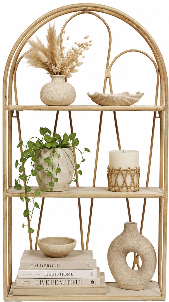 Home Deco Factory Wandplank / wandrekje - naturel - 3 niveaus - 40 x 73 x 12 cm - foto / decoratie plank