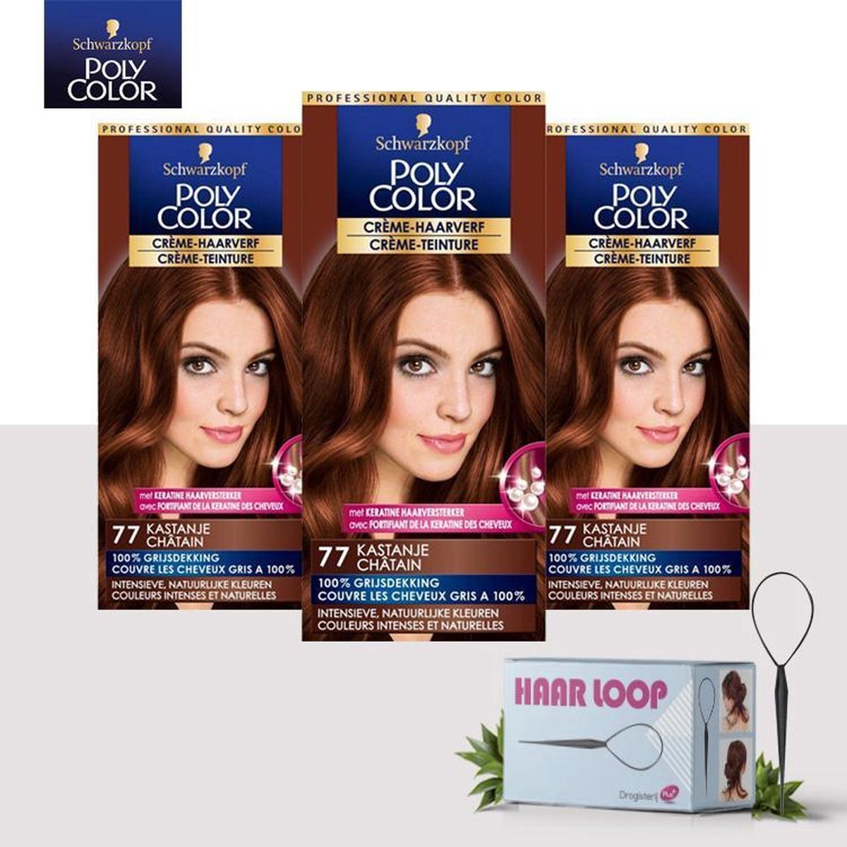 Poly Color Haarverf 77 Kastanje Voordeelverpakking - 3 stuks