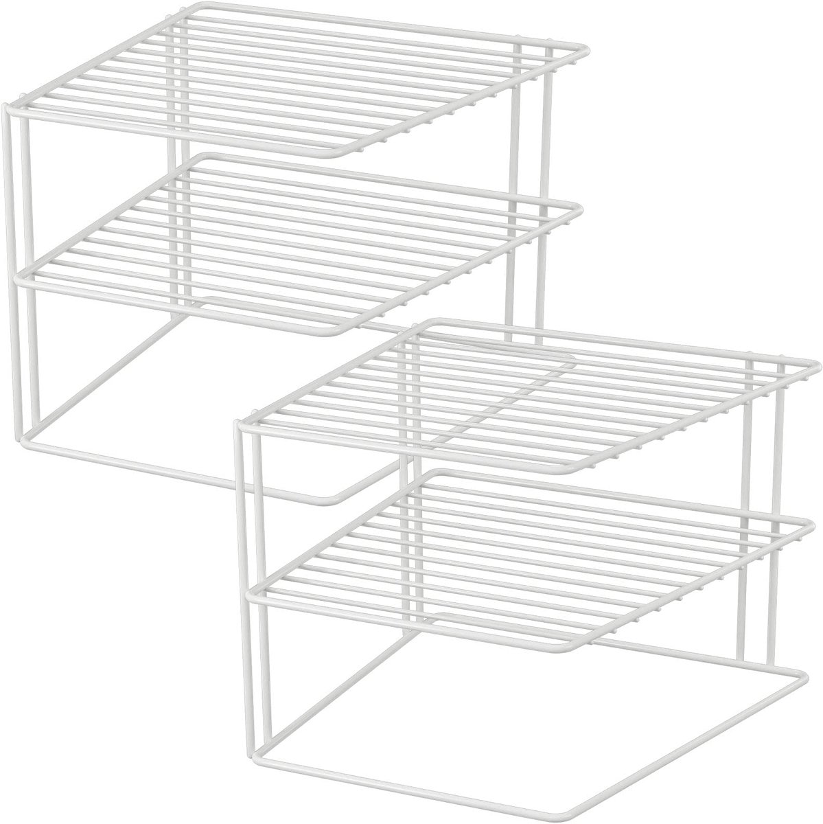 Omgoods - 2x Kastinzet met 2 Planken - Wit, 25x25x20 cm Metaal met Plastic Coating