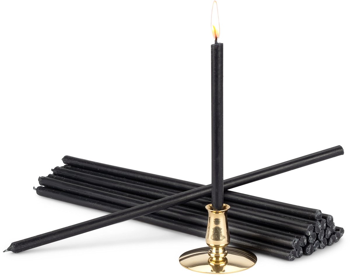 Omgoods - Kaarsenhouder met Zwarte Bar Kaarsen 24 cm