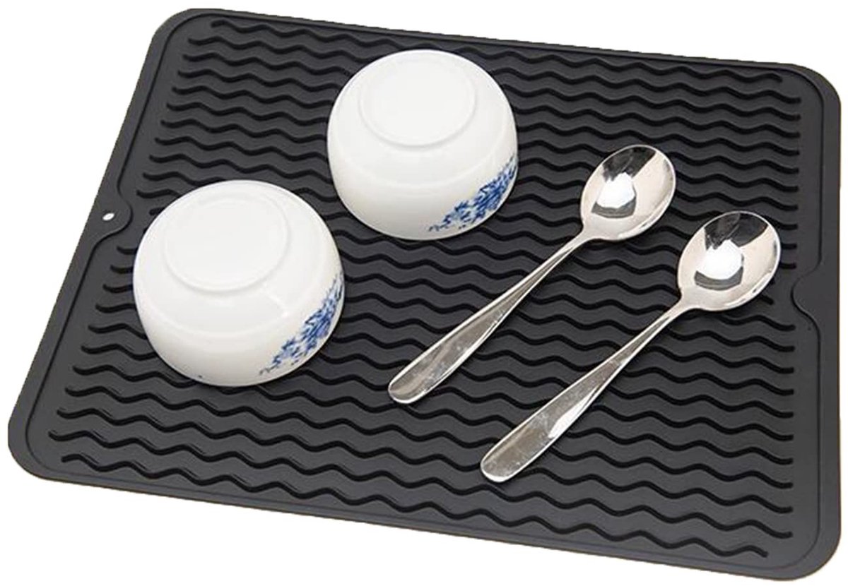 Omgoods - Siliconen Afdruipmat voor Keuken en Gootsteen - 40 x 30 cm - Zwart