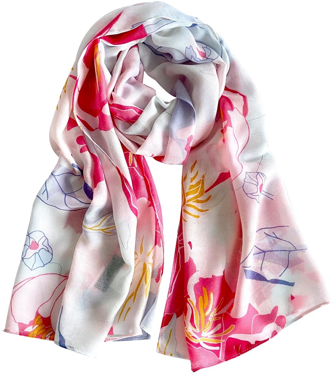 Omgoods - Herringbone Sjaal voor Vrouwen met Bloemenprint