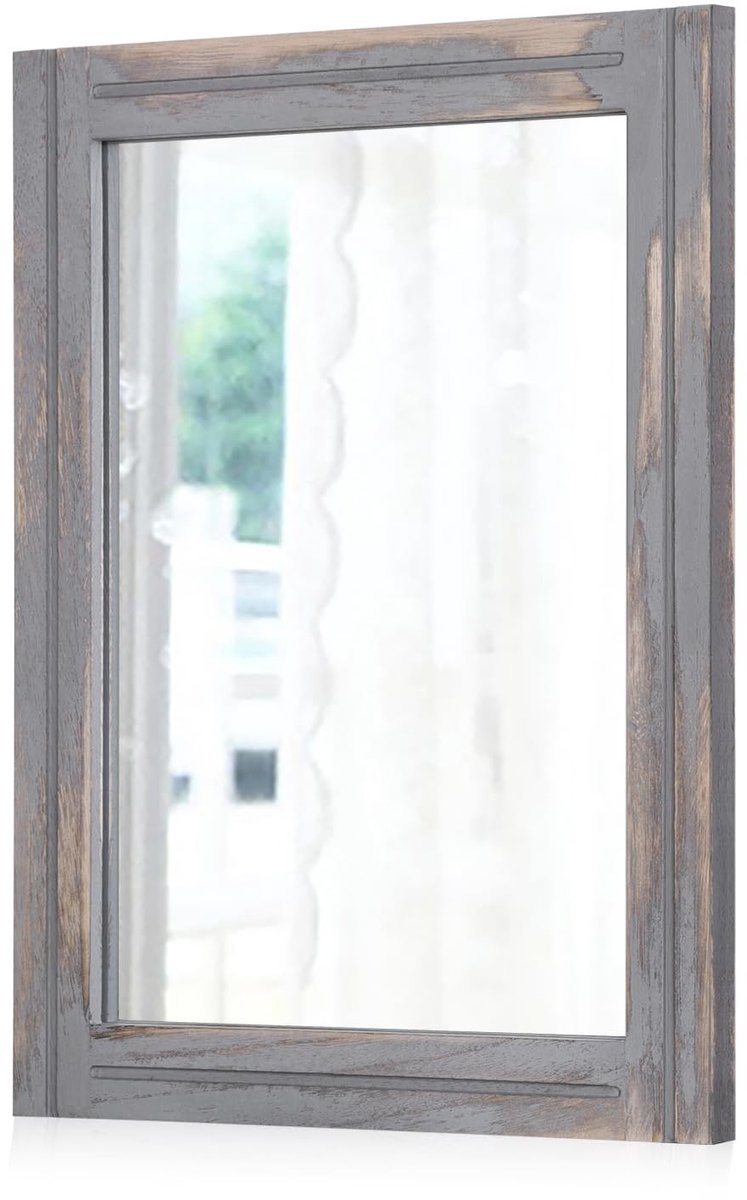 Omgoods - Houten Wandspiegel Rectangulaire Decoratieve Spiegel