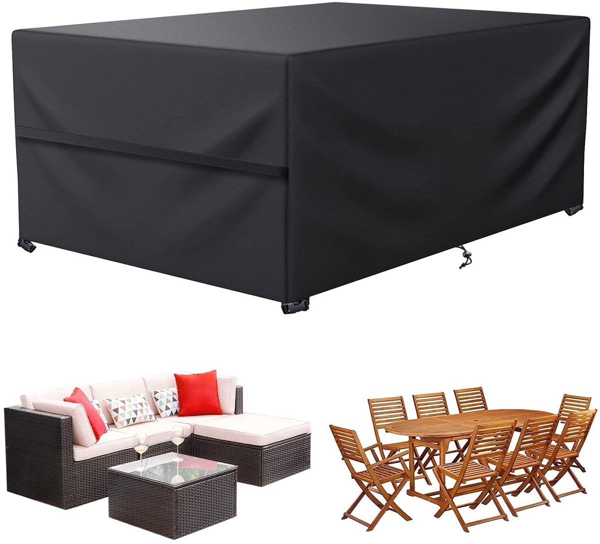 Omgoods- Beschermhoes Robuust - Tuinmeubelhoes Waterdicht - UV-bescherming - 600D Oxford-weefsel - Rechthoekig - Afmetingen 170x94x70 cm
