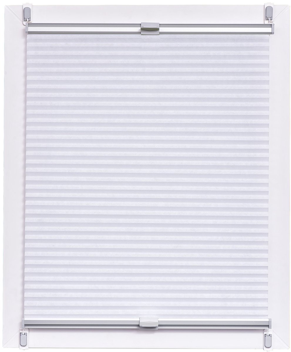 Omgoods - Honeycomb Plissé Gordijn 70 x 150 cm in Wit met Zilvergrijze Rail