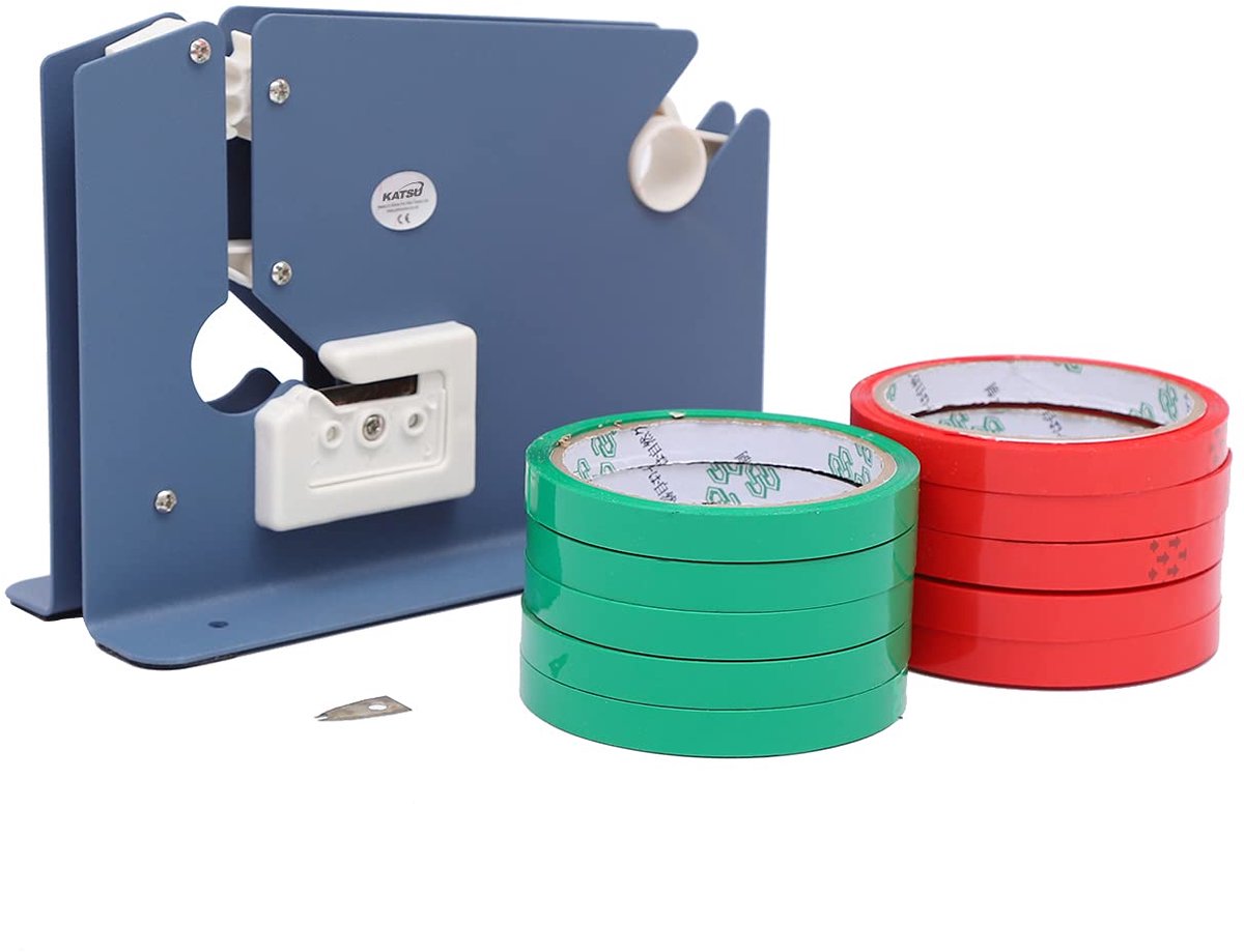 Omgoods- Zaksluitapparaat Roestvrij Staal - Plakbanddispenser - 10 Rollen Plakband - Geschikt voor 9-12 mm - Lichtgewicht - Duurzaam - Verzegelapparaat