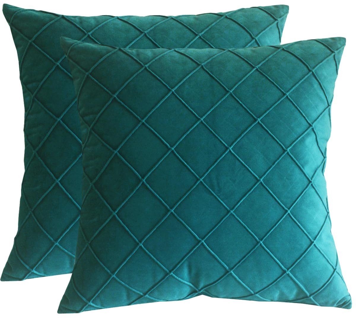 Omgoods - Set van 2 Velvet Kussenhoezen 45x45cm Pauw Groen