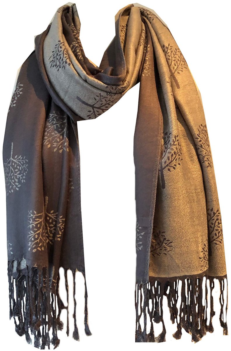 Omgoods - Vrouwelijke Pashmina Sjaal in Mulberry Design, Reversible