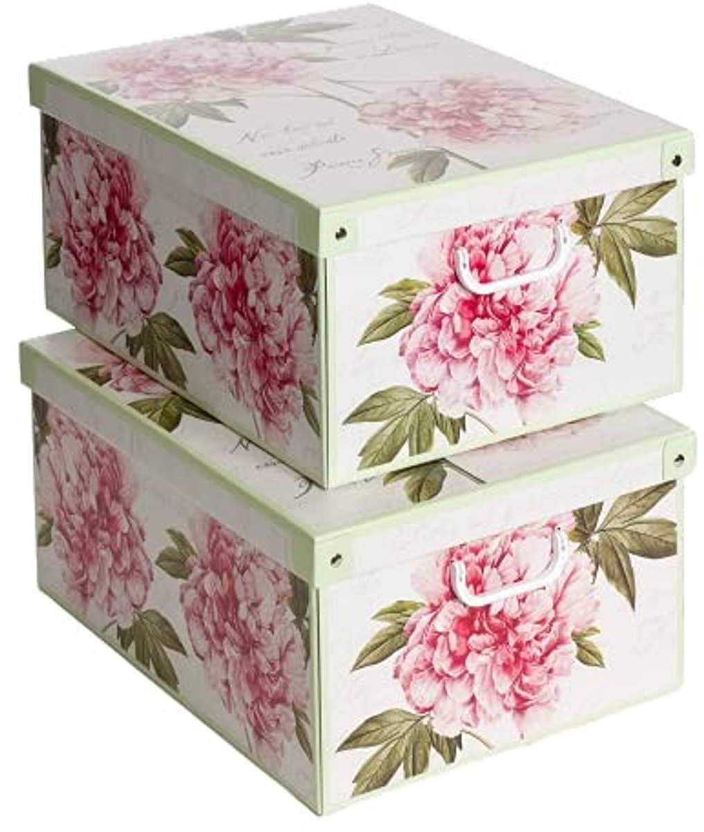 Omgoods - Set van 2 Kartonnen Opbergdozen met Deksel