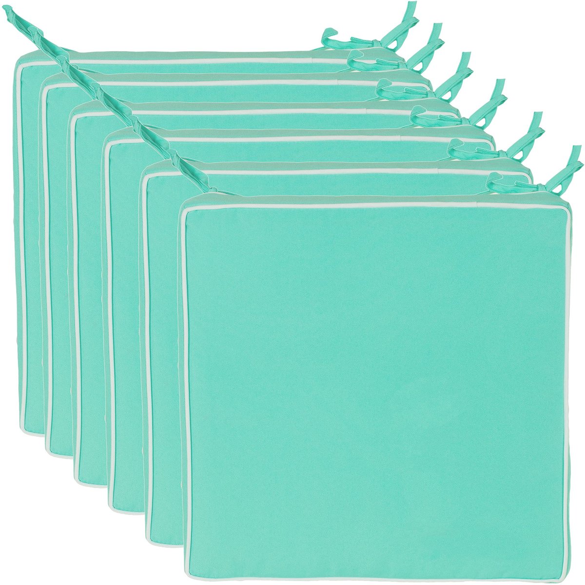 Omgoods - Set van 6 Buitenstoelkussens, Turquoise, 40 x 40 cm