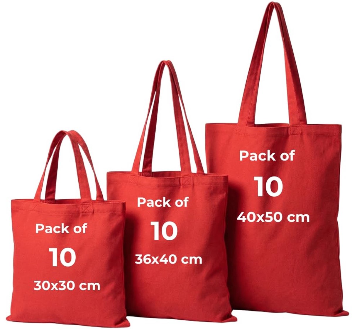 Omgoods - Herbruikbare Canvas Shopper Set van 10, 100% Katoen