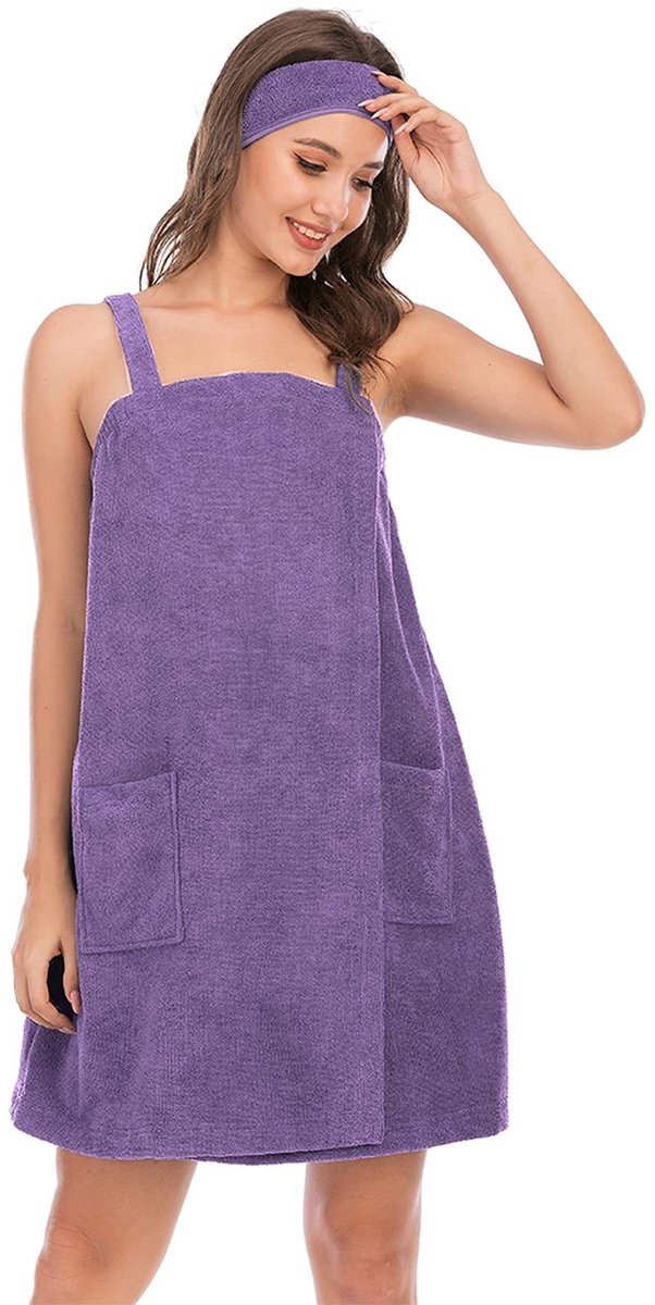 Omgoods - Dames Verstelbare Handdoek Wrap met Hoofdband - Gym, Sauna en Strand