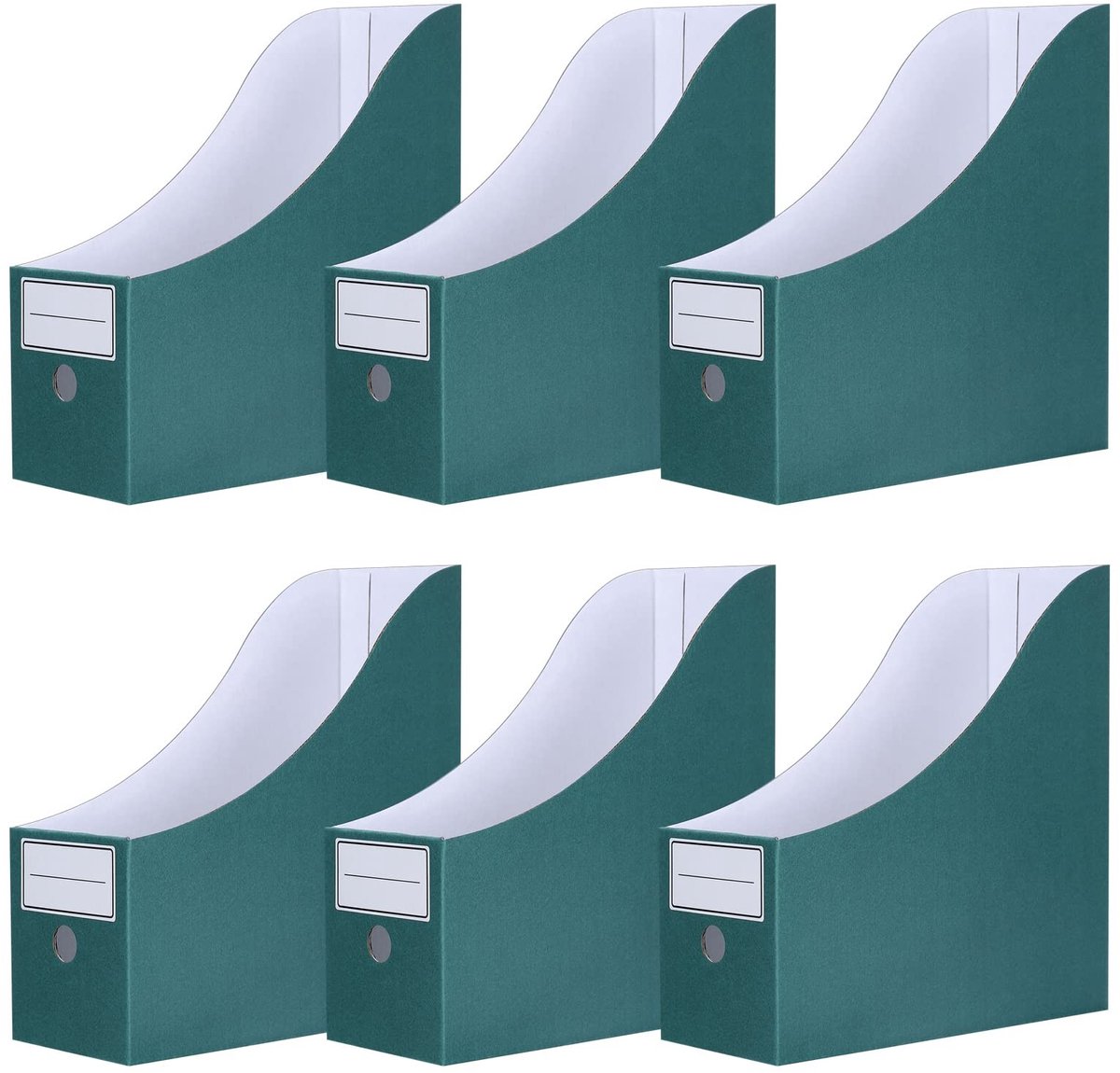 Omgoods - Set van 6 Kartonnen Tijdschriftenhouders met Labels