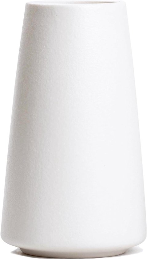 Omgoods - Grote Witte Keramische Vaasje 20 cm voor Bloemen