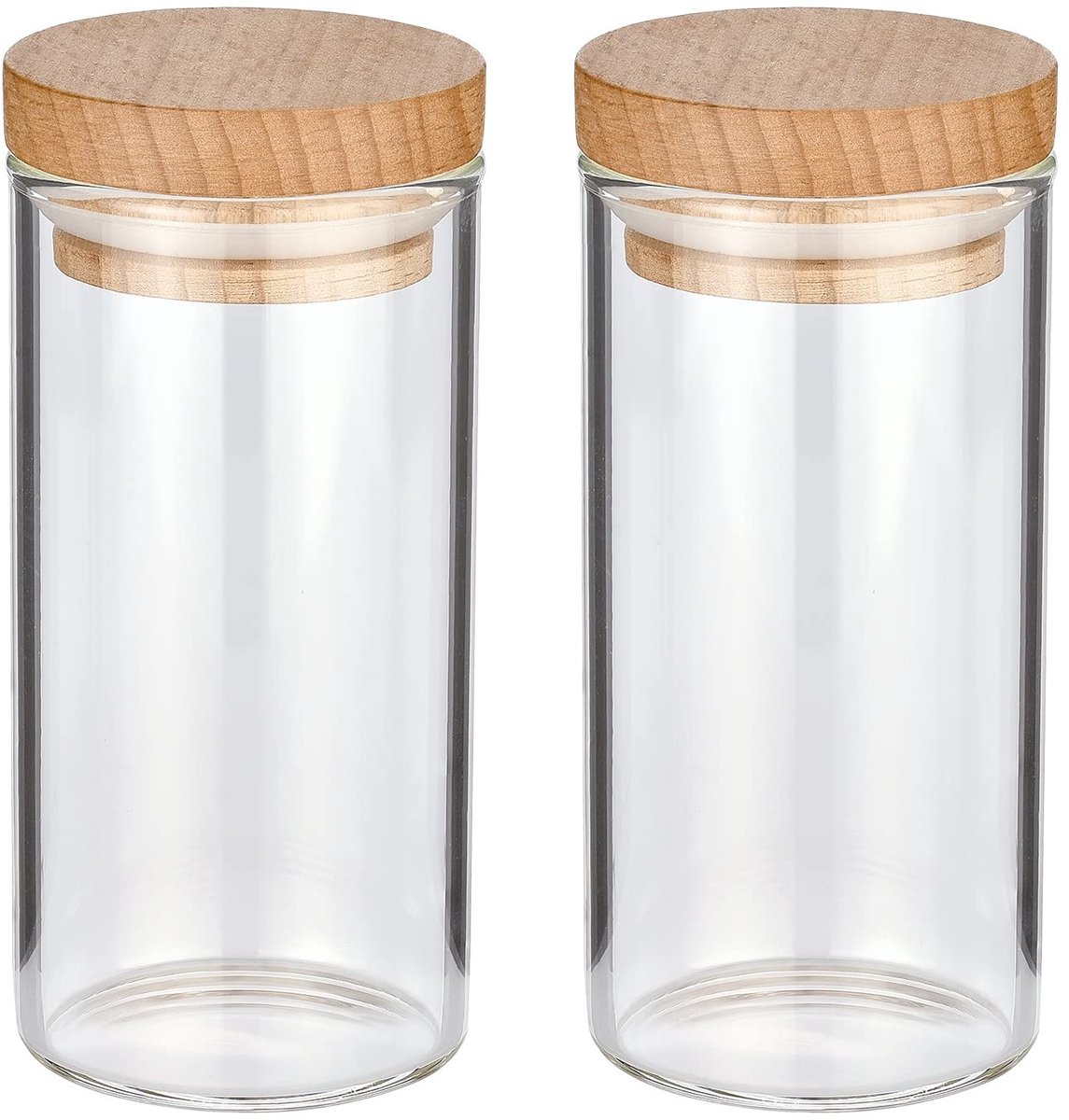 Omgoods - 2 Kruidenglazen voor Kruidenset - Borosilicaatglas en Beukenhout