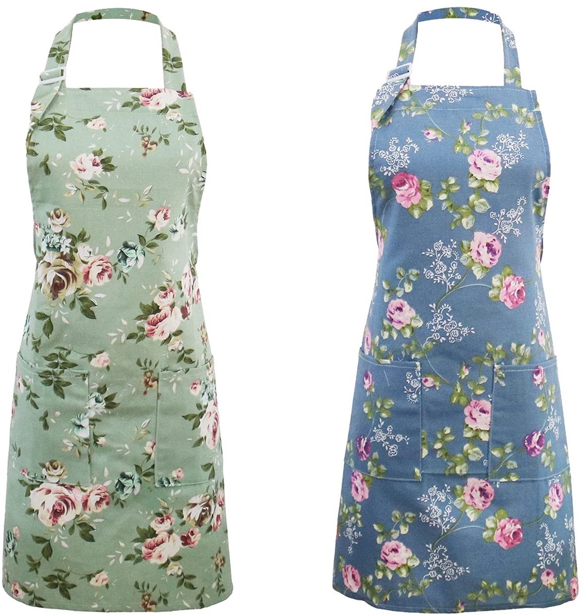 Omgoods - Set van 2 Bloem Schorten voor Dames - Vintage Roze Kookschorten