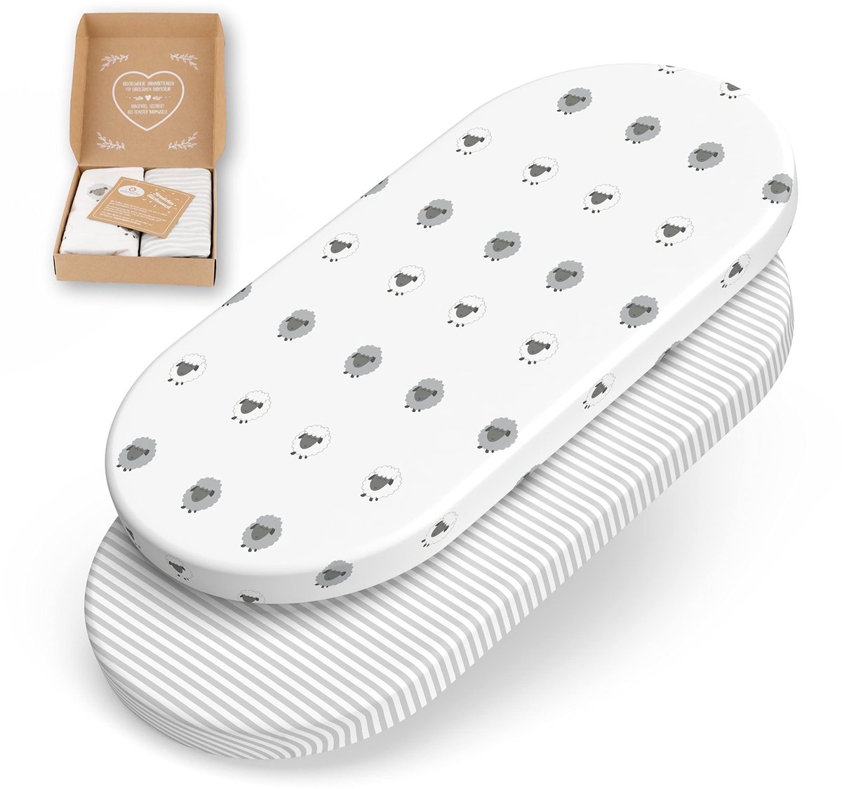 Omgoods - Premium Fitted Sheet voor Wieg en Kinderbed 78x36cm en 80x40cm