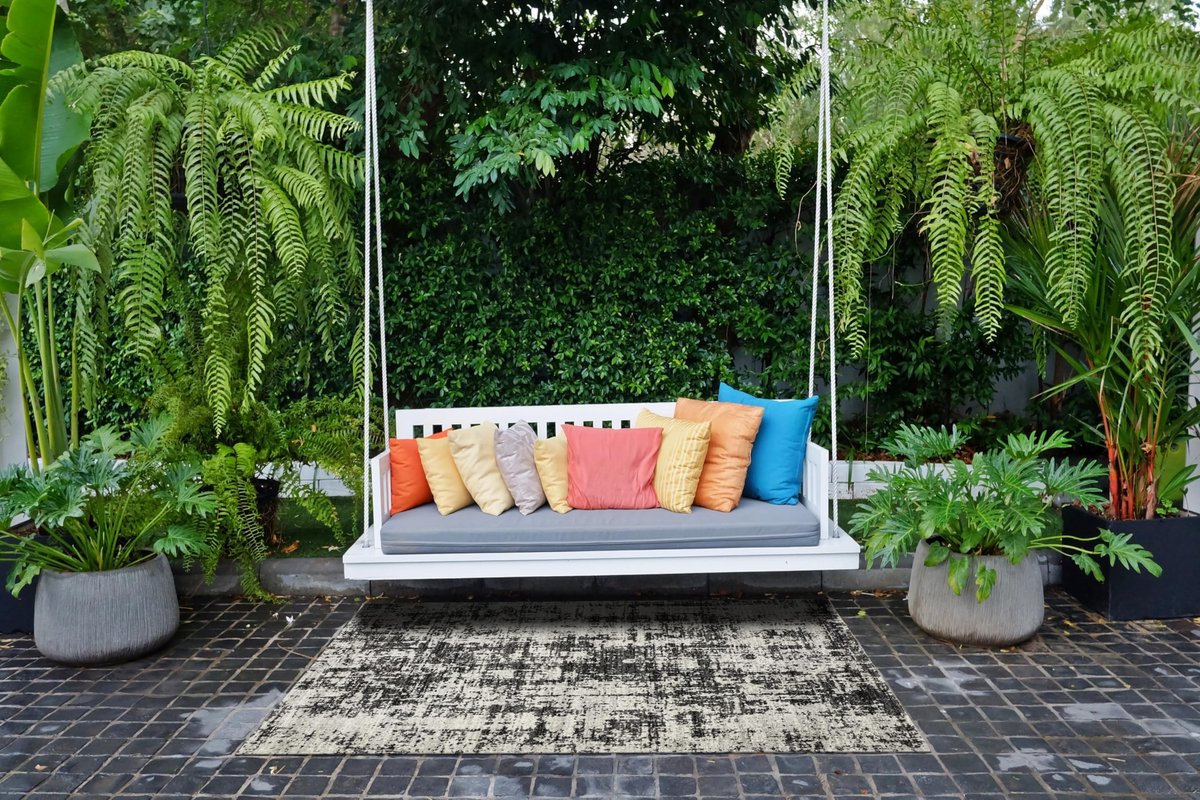 Omgoods - Buitenkleed Colore Anthraciet-Grijs 120x170 cm