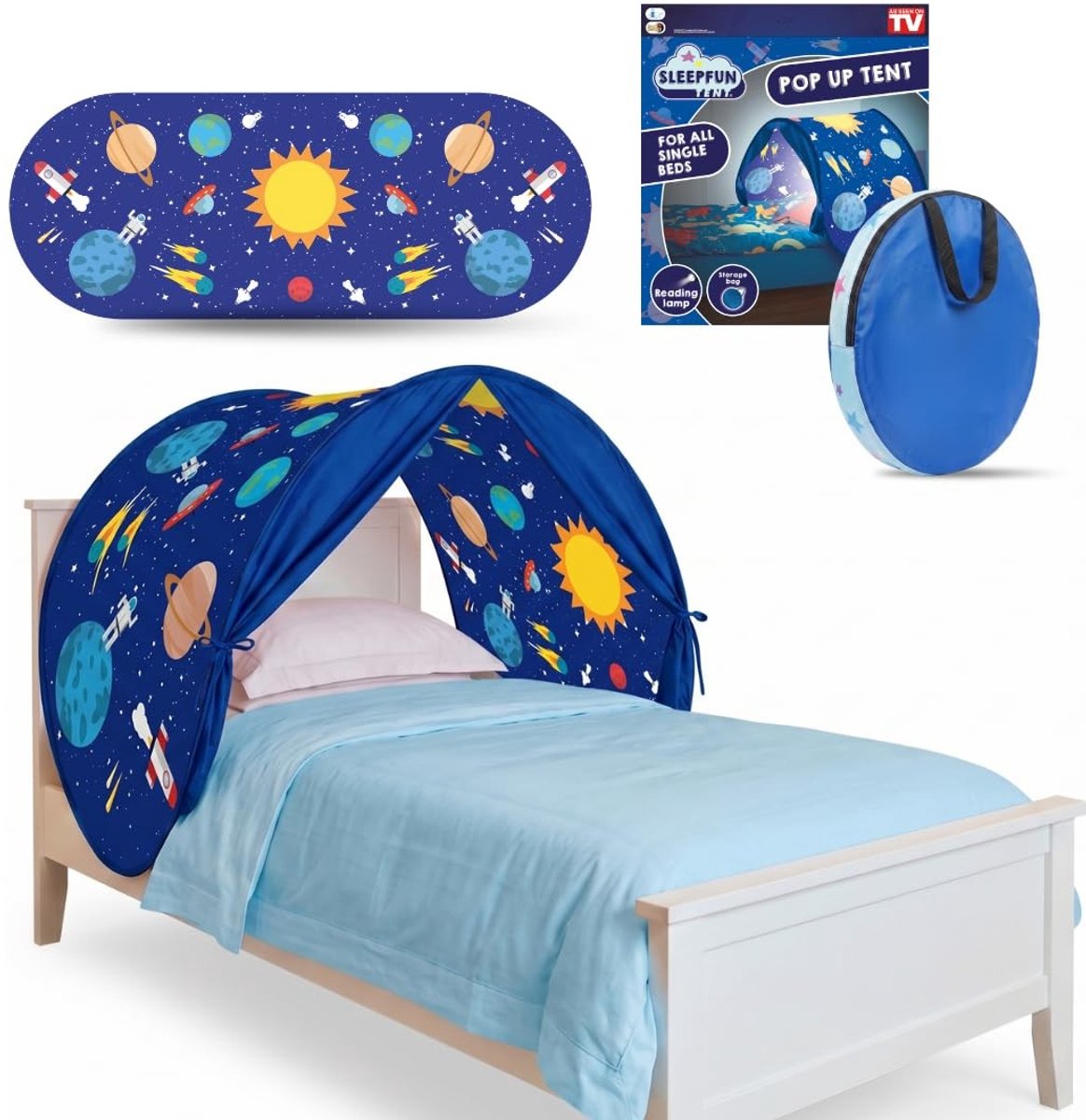 Omgoods - Pop-up Bedtent met Leeslamp en Opbergtas voor Kinderen