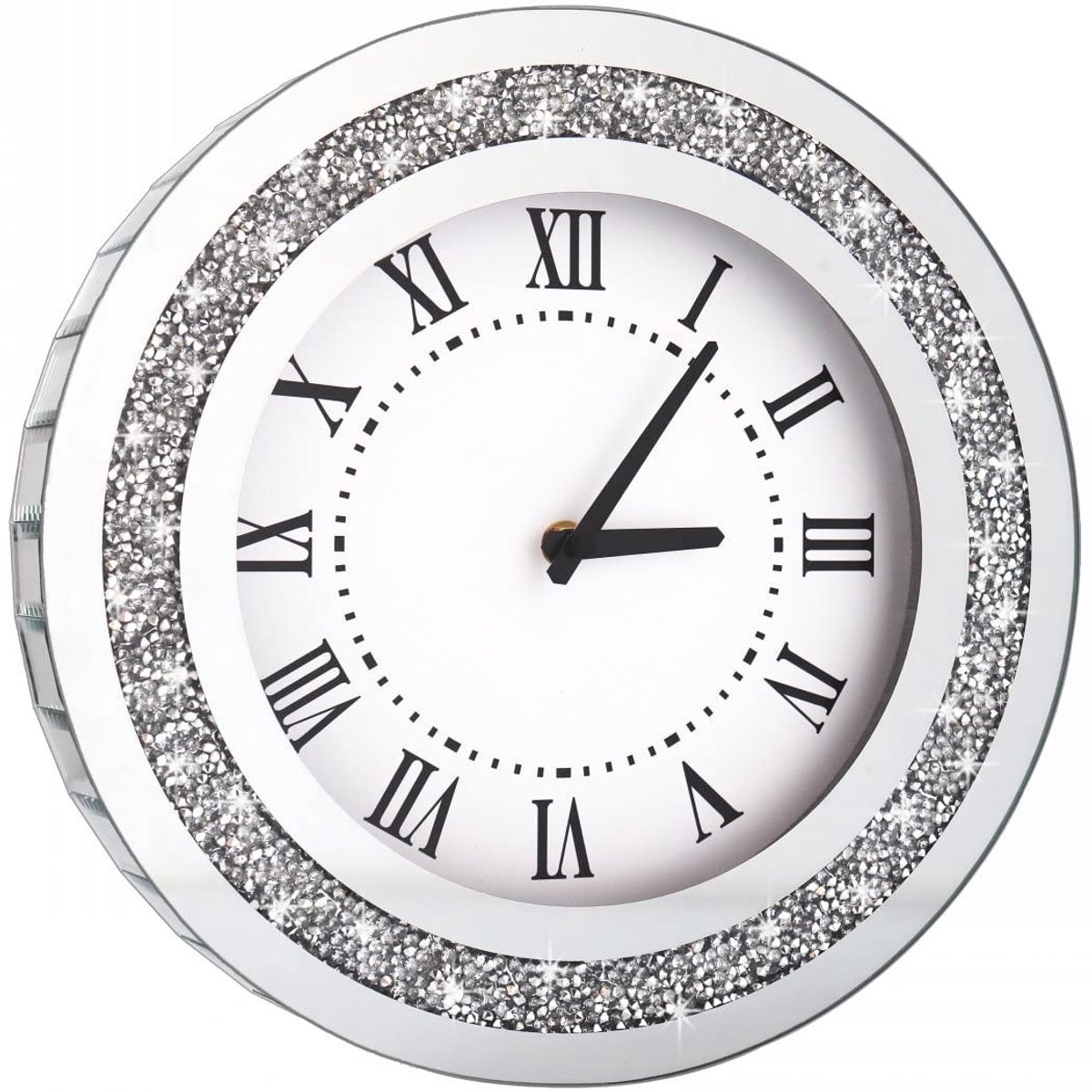 Omgoods - Ronde Wandklok met Kristallen Decoratie