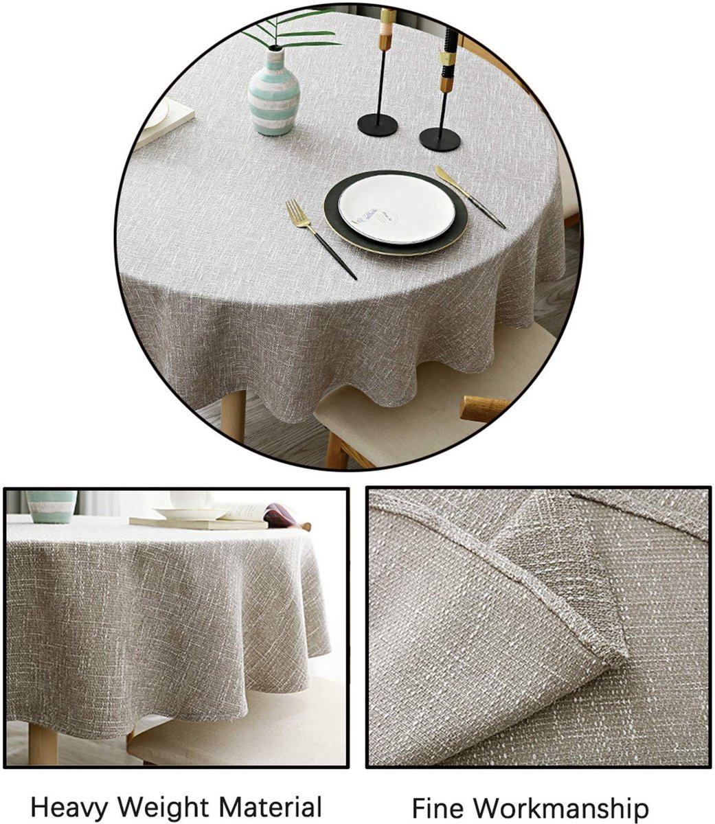 Omgoods - Ronde Tafelkleed van Katoen en Linnen 140cm Beige