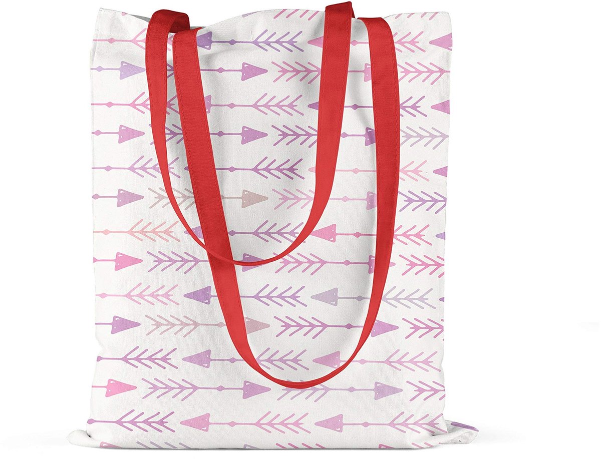 Omgoods - Herbruikbare Katoenen Draagtas met Rode Handvatten 34x40 cm