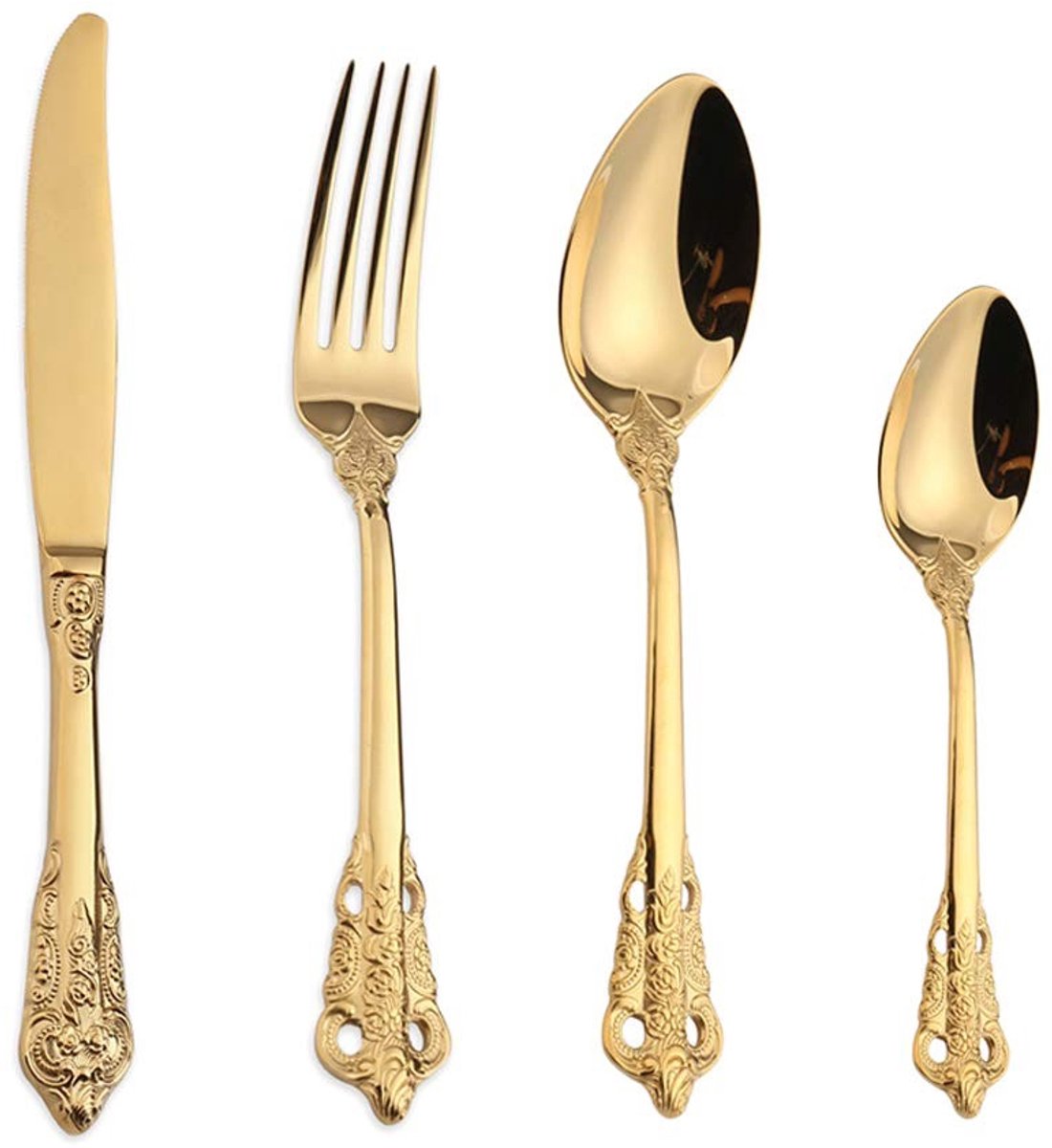 Omgoods - RVS Bestekset Barok 4-Delig (Antiek Stijl)